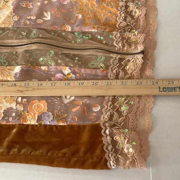 Vintage Mechant Silk/Rayon Zip Front Jacket , lace sequins, floral all in one,S - Picture 7 of 7